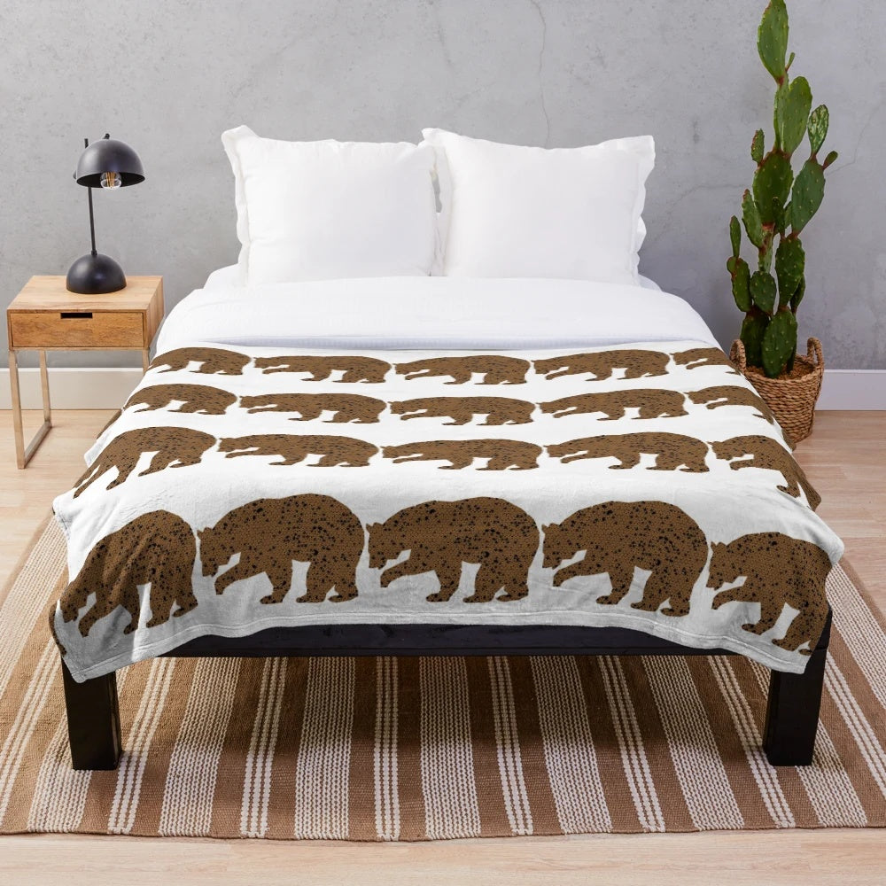Legendary bear plush blanket featuring abstract animal art design