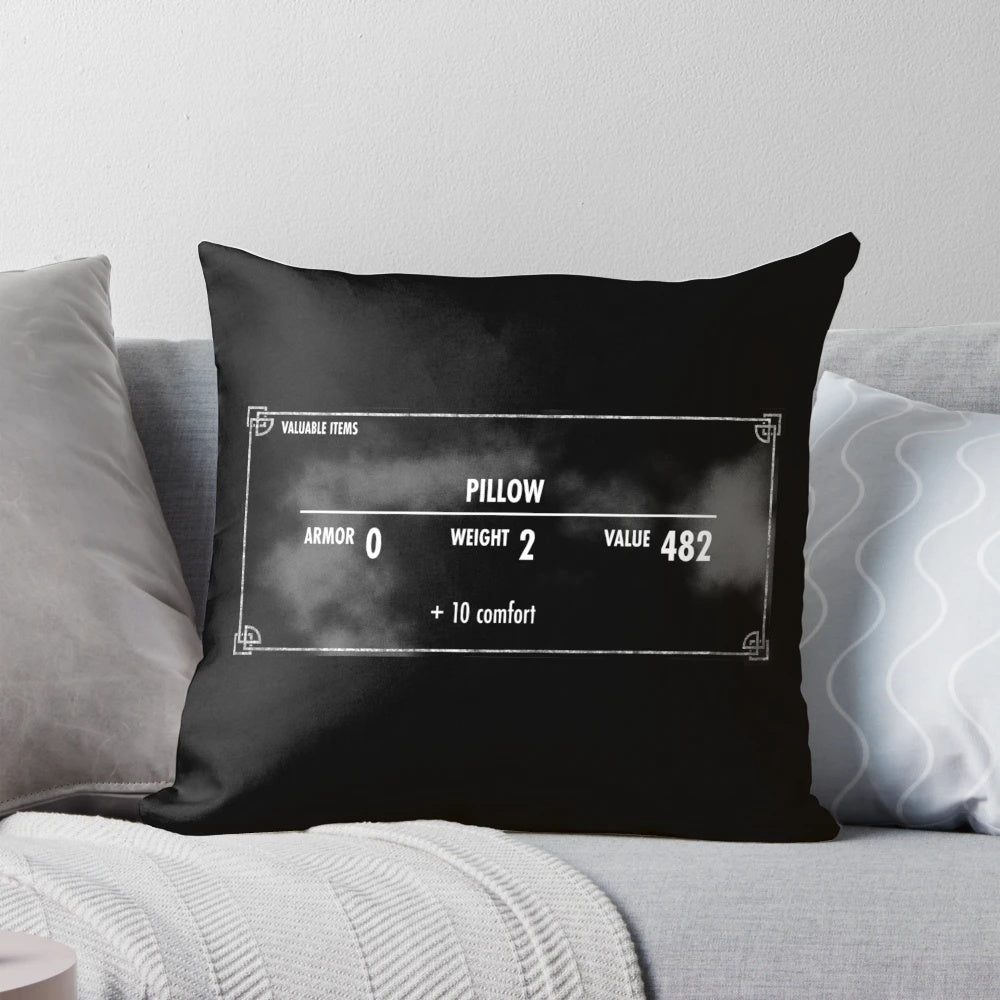 Pillow featuring legendary items of the Dragonborn from the Skyrim video game