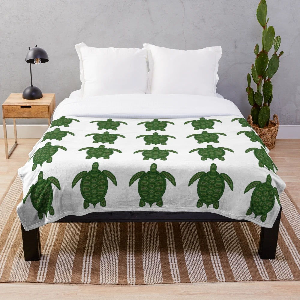 Colorful abstract plush blanket featuring a legendary sea turtle design
