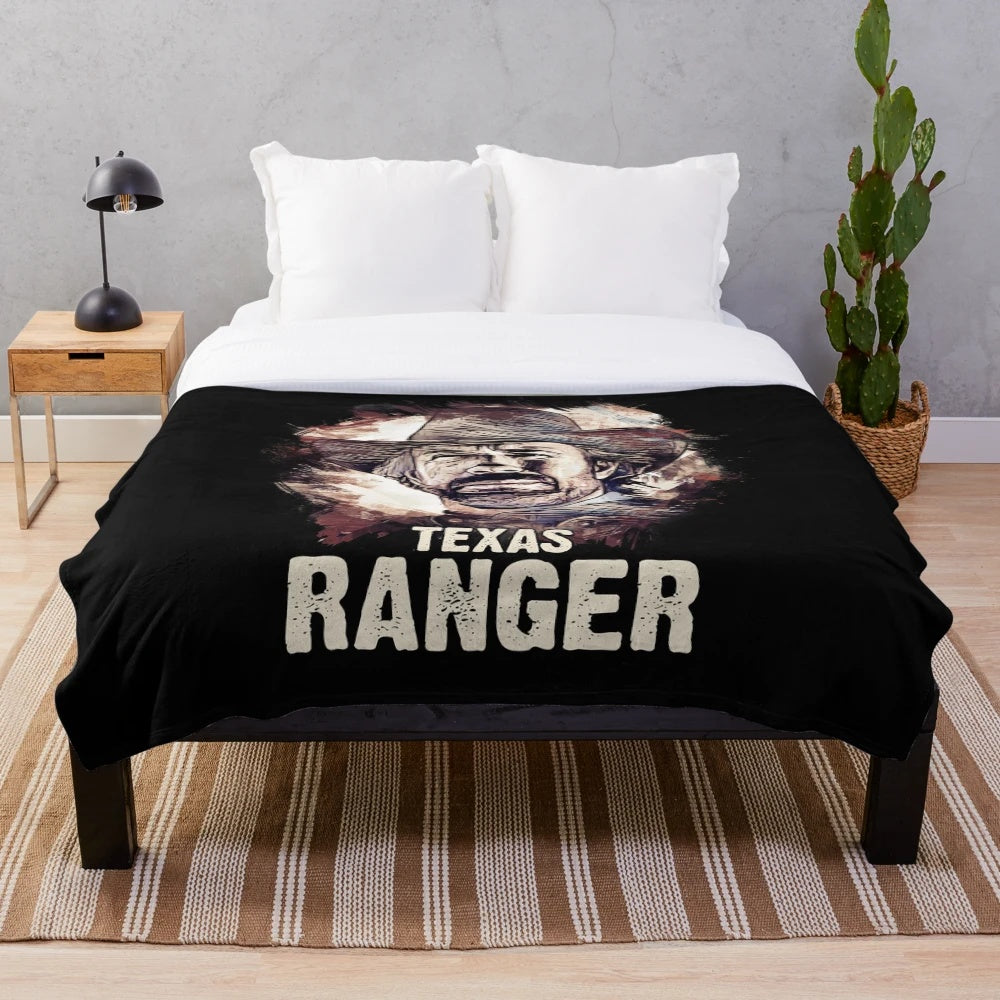 Plush blanket featuring a legendary Texas Ranger character
