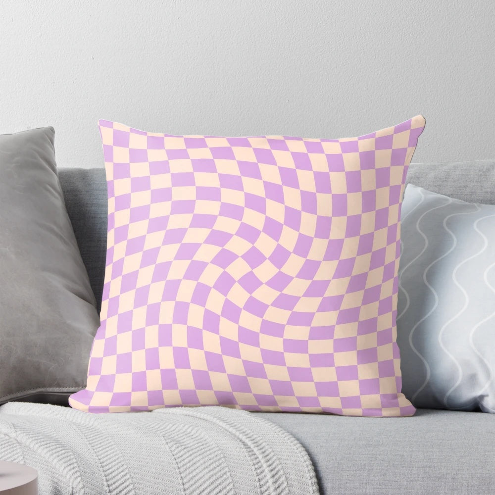 Lilac twist checkerboard pattern decorative throw pillow