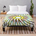 Luxurious designer plush blanket with a vibrant, trendy pattern