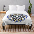 Luxurious designer's plush blanket with vibrant, trendy pattern