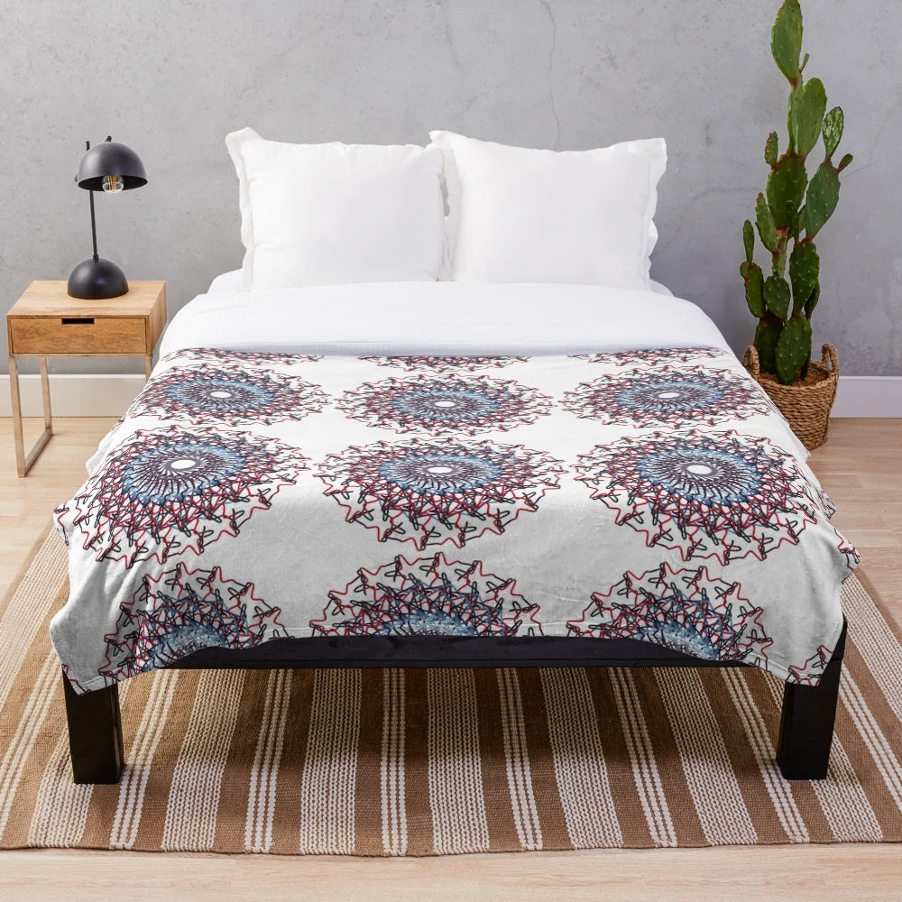 Luxurious designer's plush blanket in vibrant, stylish pattern