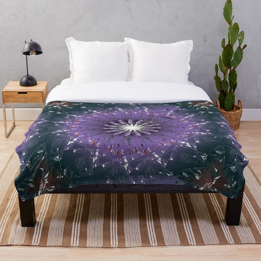 Luxurious designer's plush blanket with a stylish and vibrant pattern