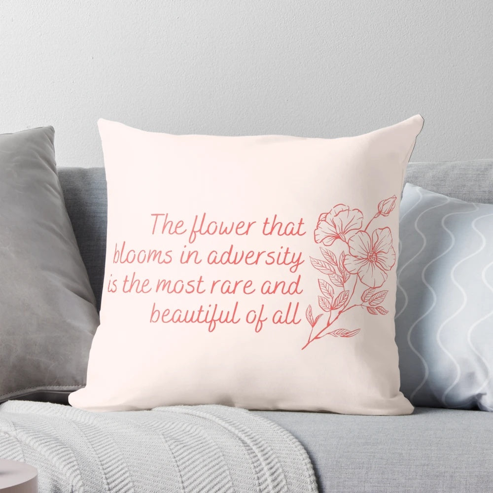 A soft and comfortable decorative pillow featuring a rare and beautiful floral design inspired by the Disney movie Mulan.