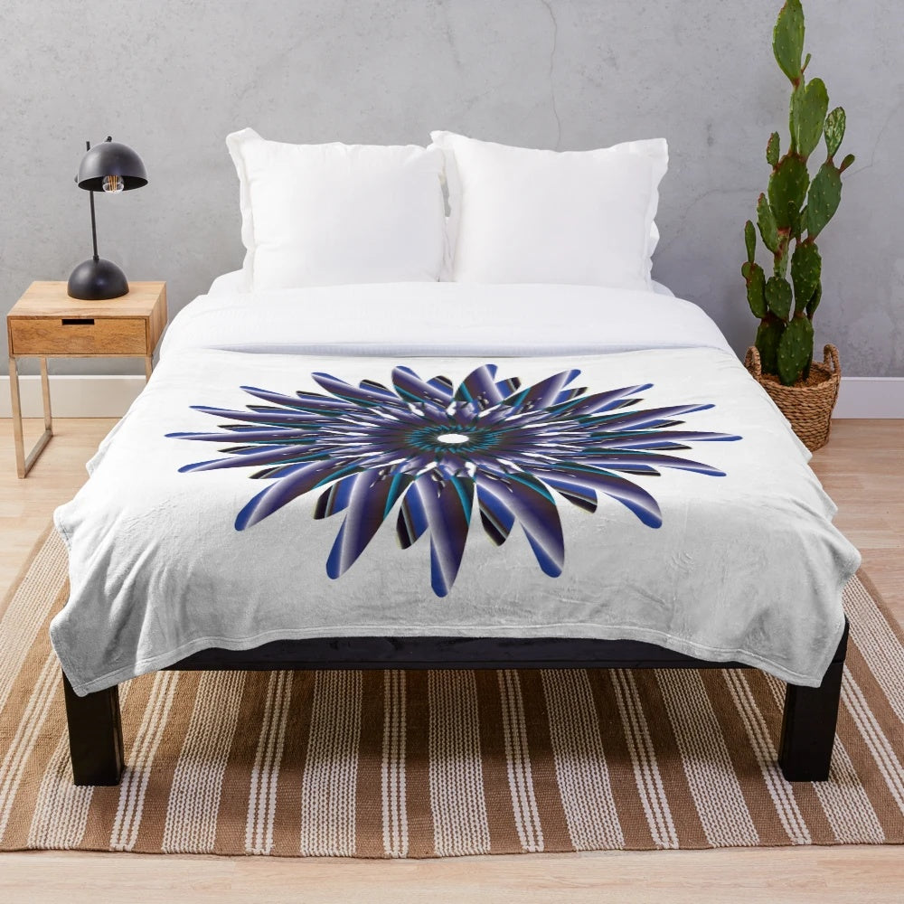 Luxurious designer plush blanket with vibrant and symmetrical patterns