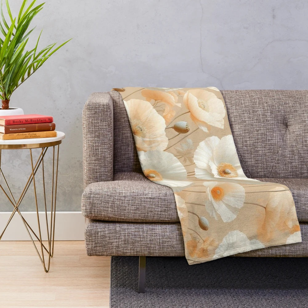 Poppies Floral Plush Blanket for a Cozy and Romantic Home