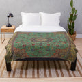 Vintage antique Persian carpet pattern plush blanket