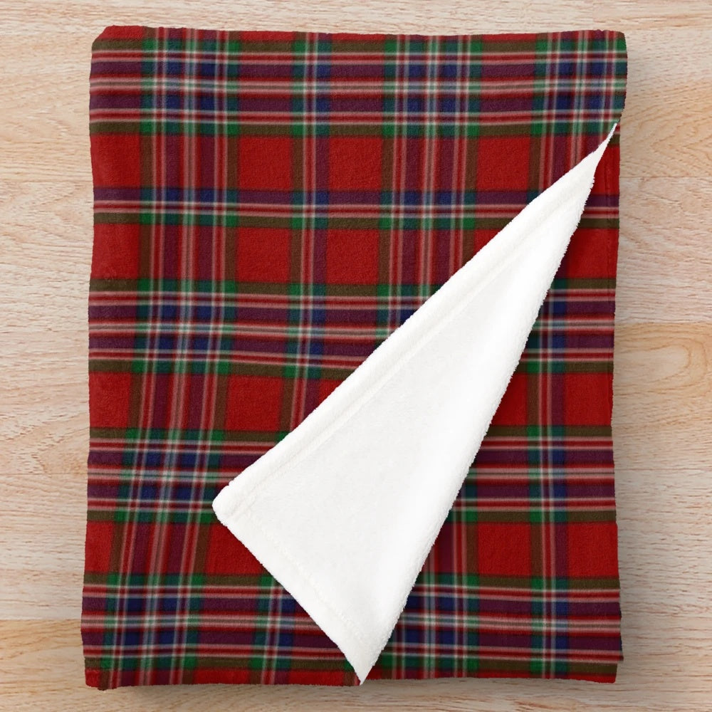 Macfarlane Clan Tartan Plush Blanket with Celtic Design