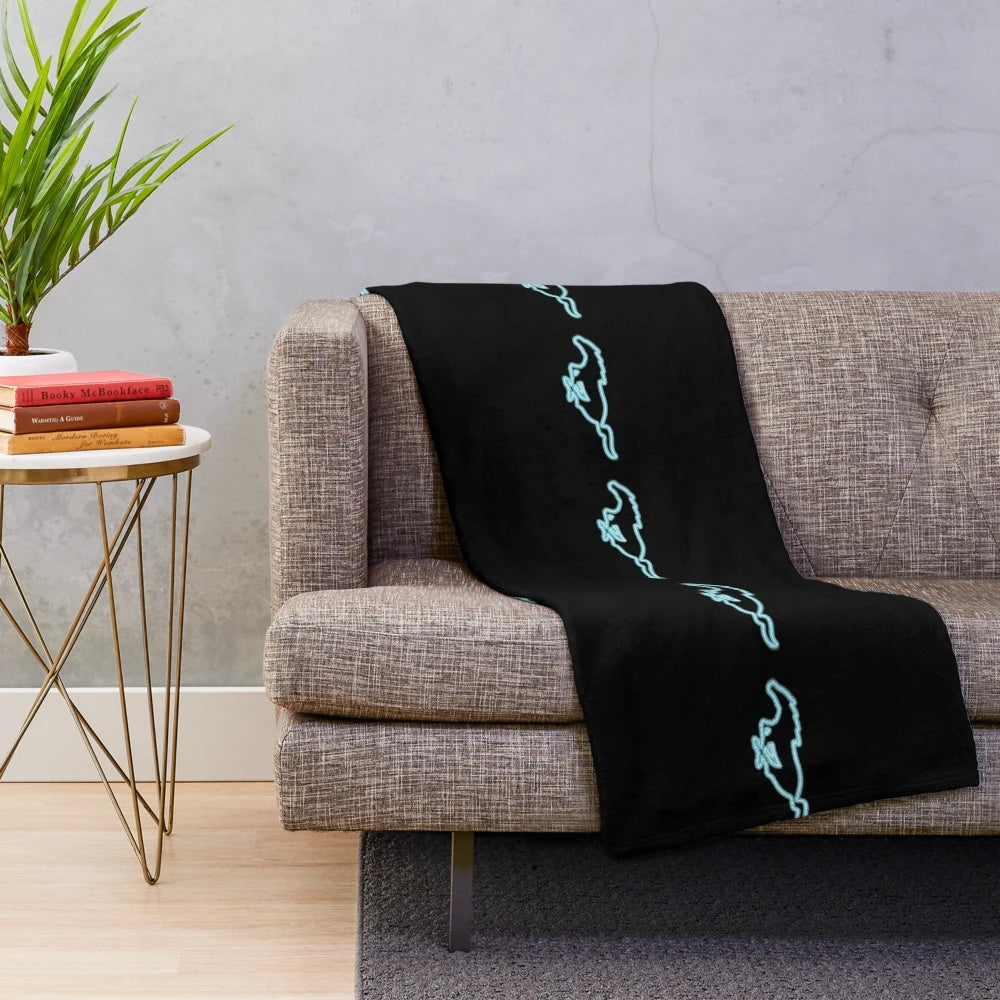 Mach-E inspired Mustang GT electric pony plush blanket