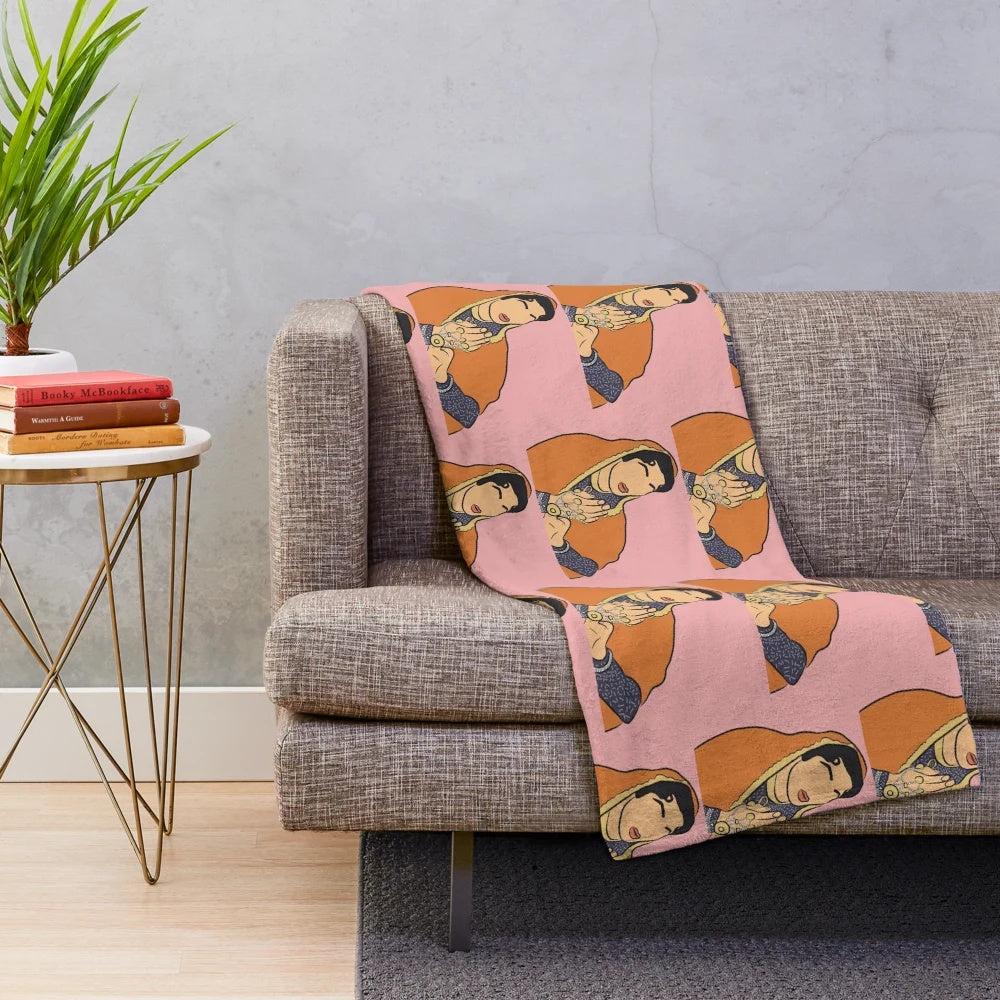 Madhubala inspired plush blanket with desi cultural elements