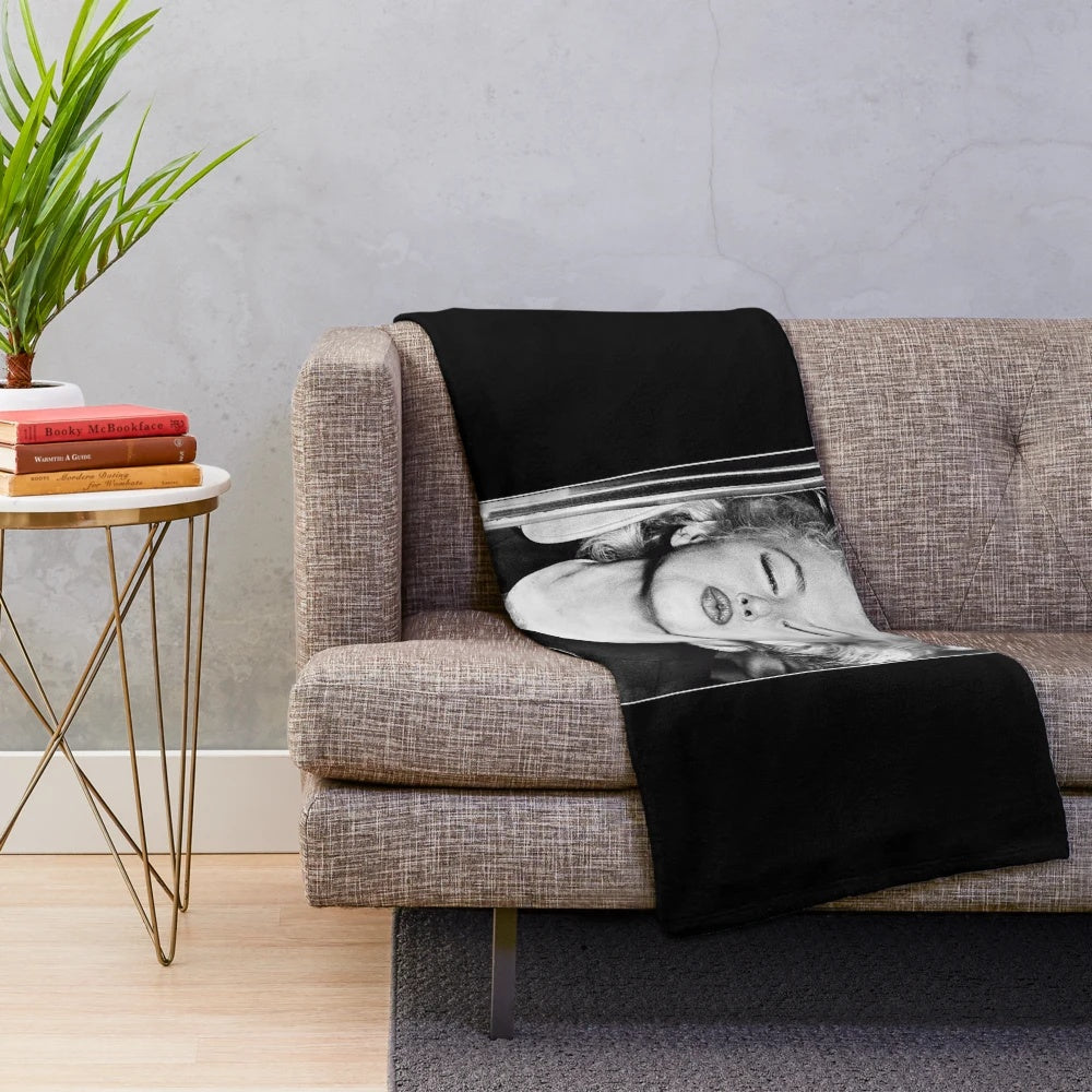 Marilyn Monroe black and white portrait plush blanket