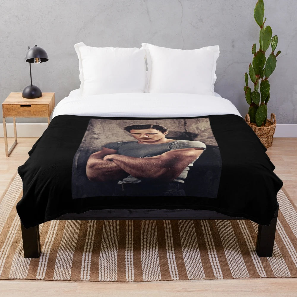 Marlon Brando inspired plush blanket with vintage cinema gangster style