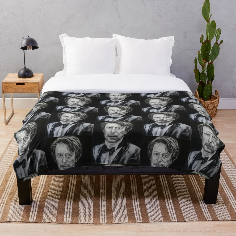 Mathieu Amalric Inspired Plush Blanket - Artistic Cinema Portrait