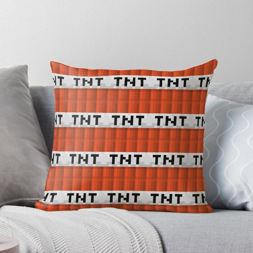 Minecraft TNT Bomb Block Meme Pixel Art Decorative Pillow
