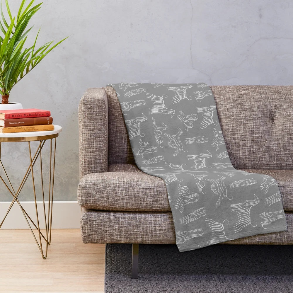 Minimalist Afghan Hound dog breed pattern plush blanket