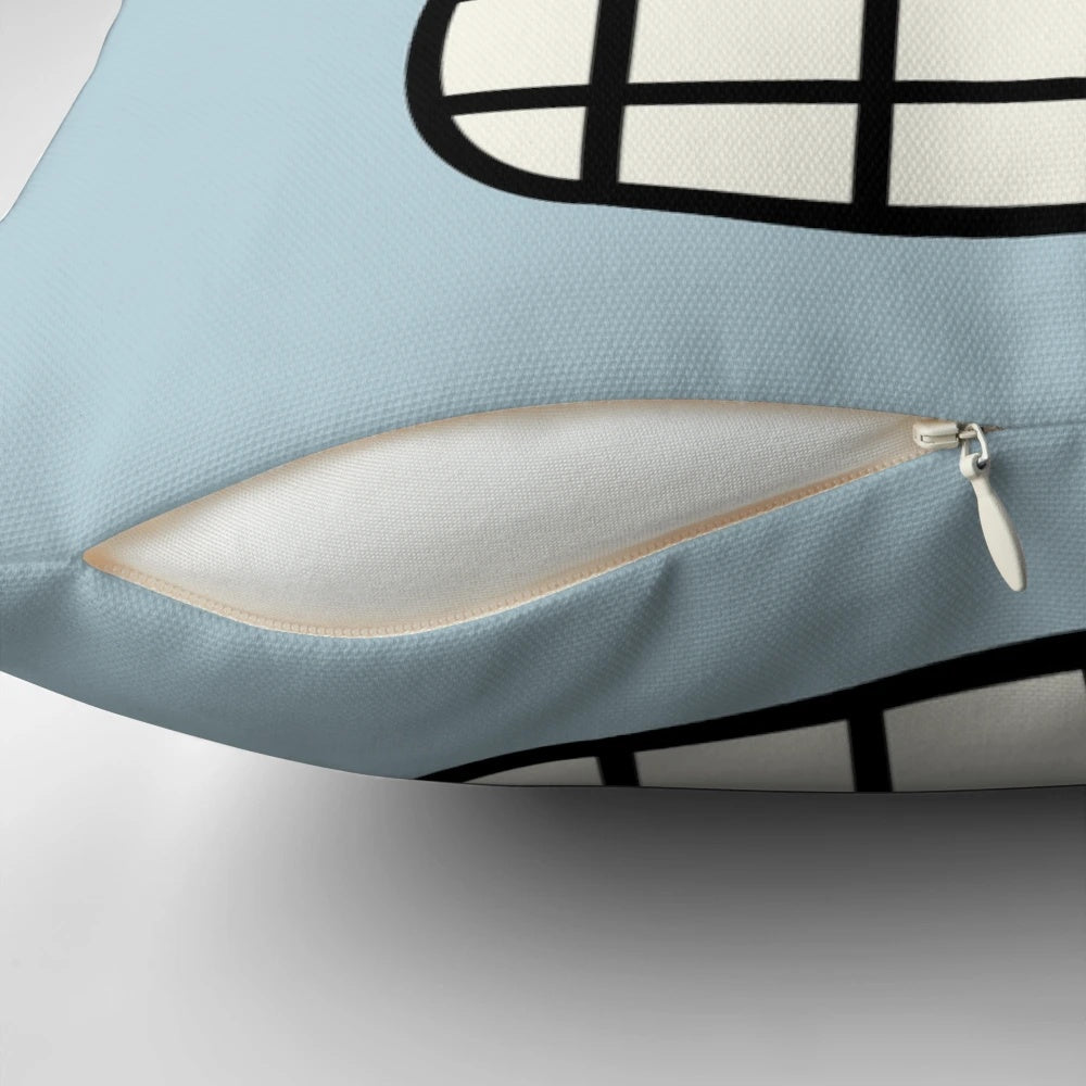 Minimalist grey pillow featuring the iconic face of Bender from the animated series Futurama