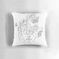 Abstract botanical portrait with minimalist one-line flower drawing