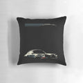Minimalist black and white illustration of a Porsche 911 car on a plush pillow