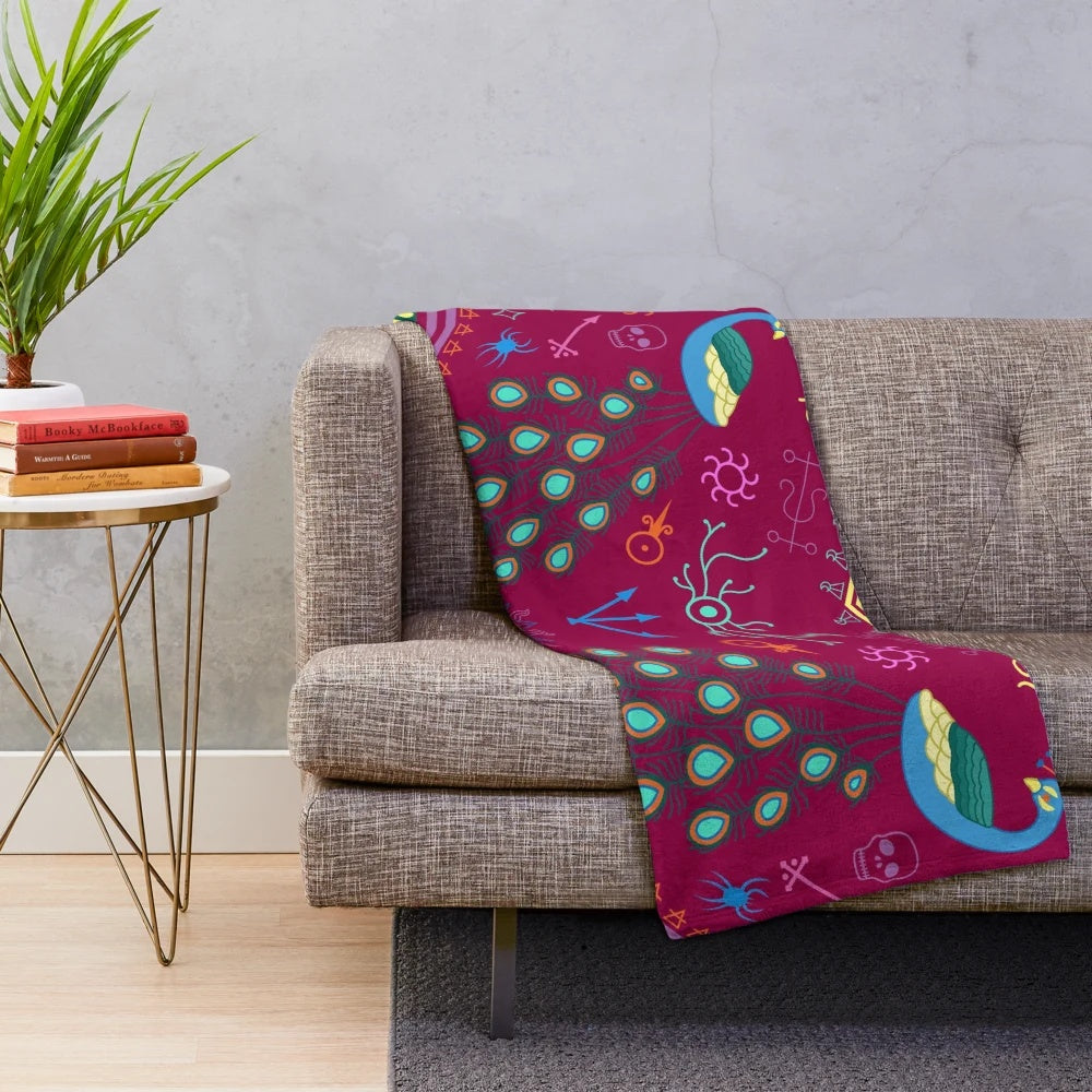 Mollymauk Tealeaf inspired plush blanket with embroidered design