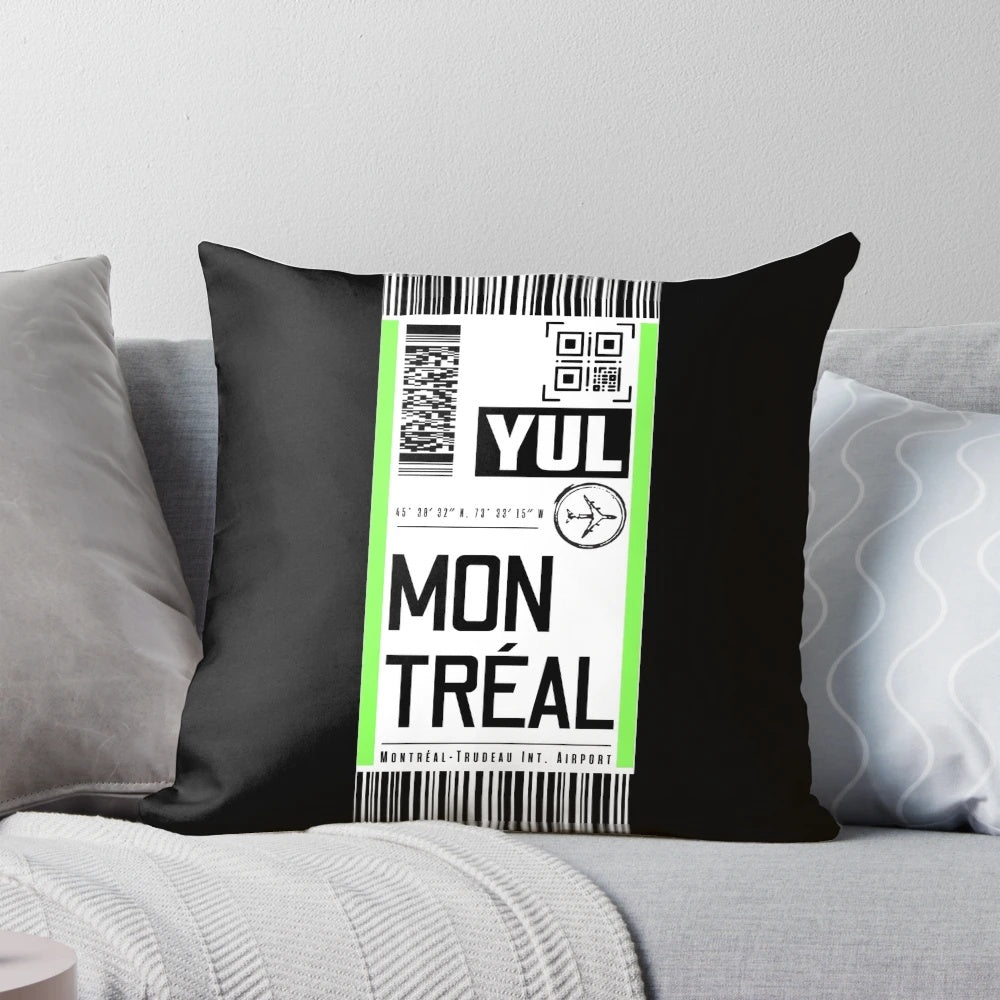 Montreal YUL Luggage Tag Pillow - Airport Themed Travel Gift