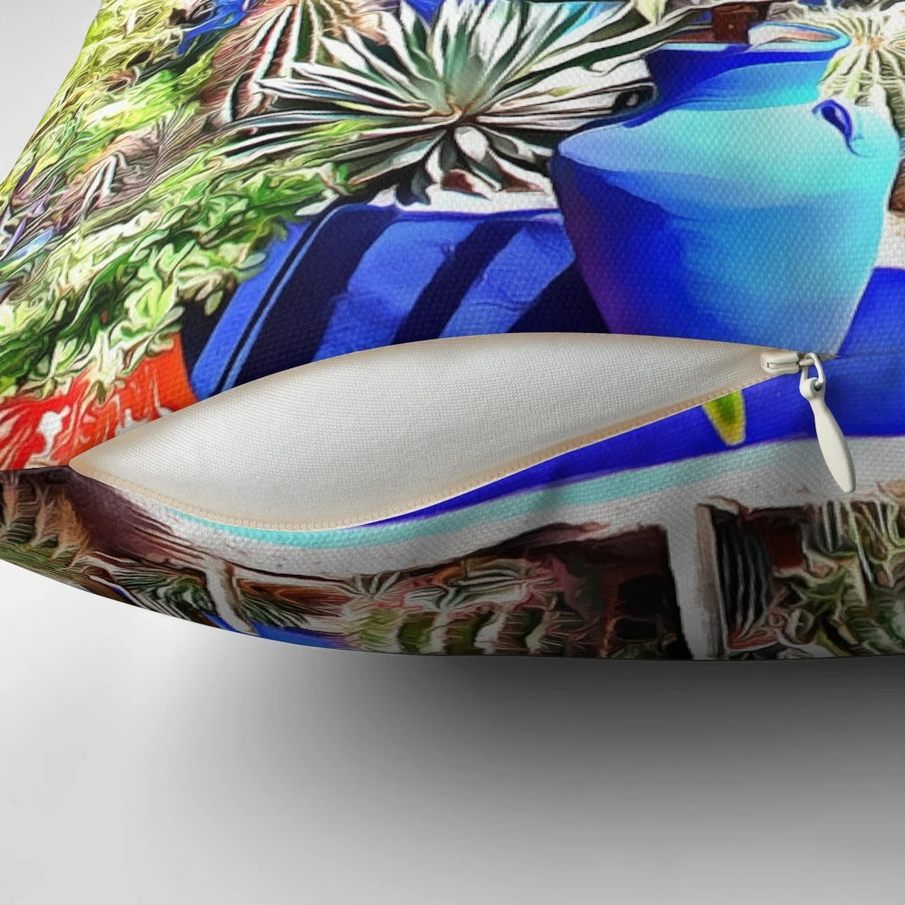 Cubist Villa Jardin Majorelle Moroccan-Inspired Throw Pillow