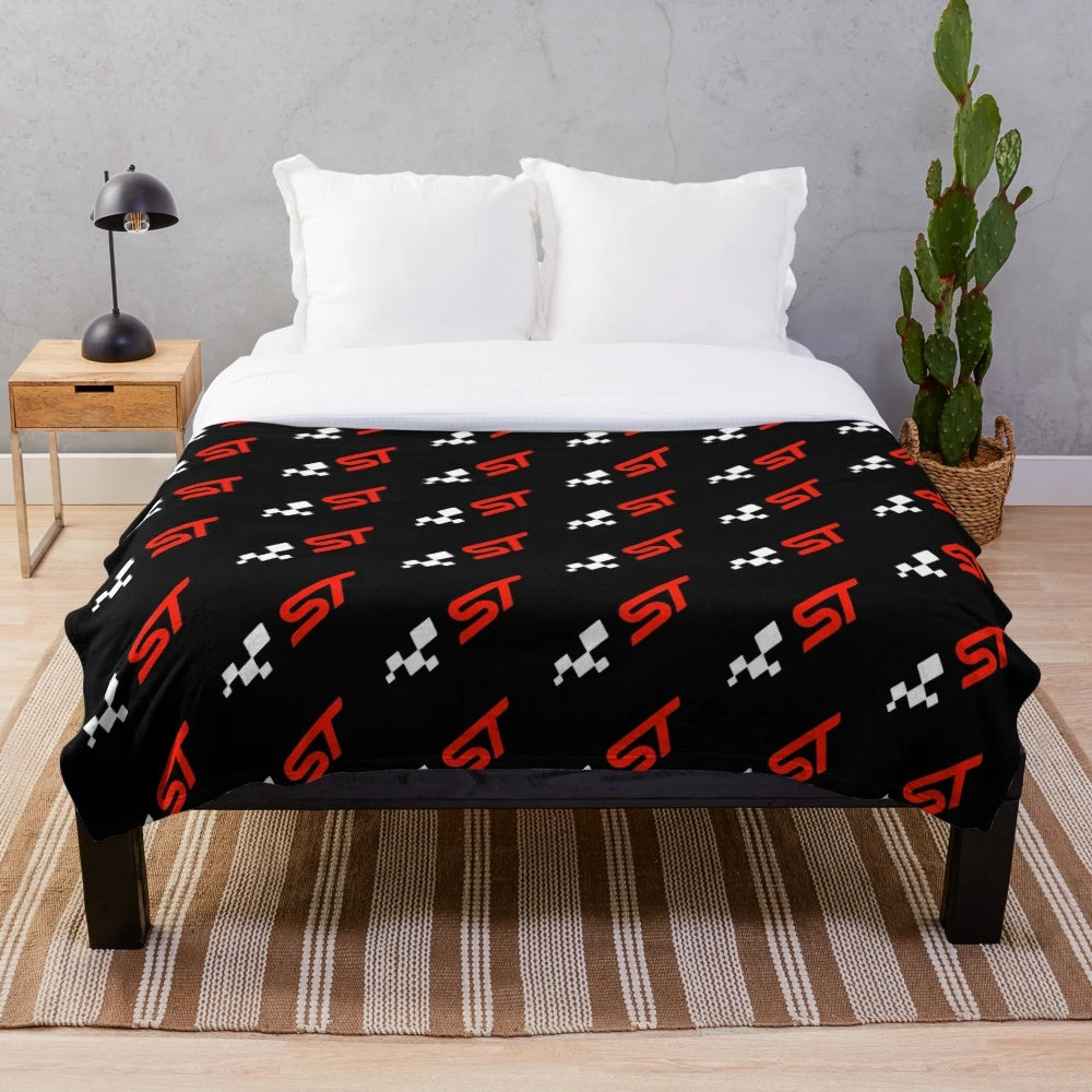 Motorsport-themed plush blanket for Ford Focus ST enthusiasts