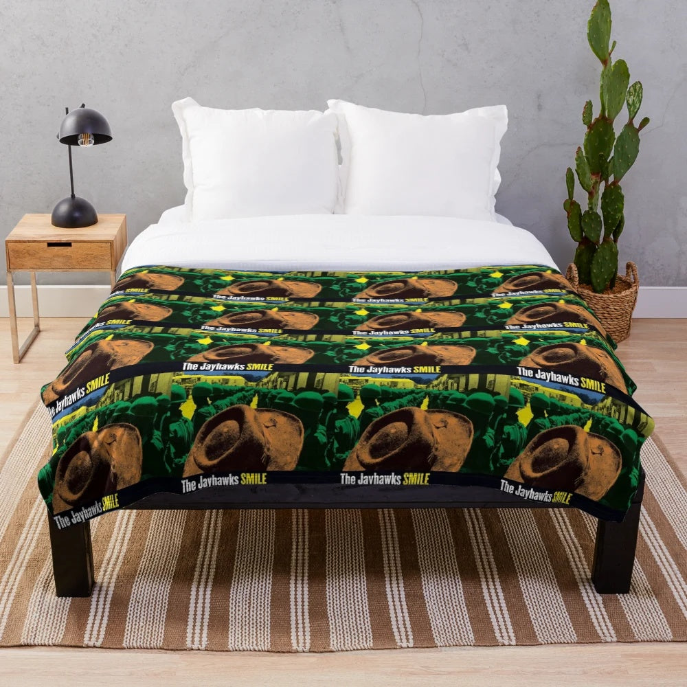 Jayhawks Green Line Plush Blanket