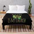 Plush blanket featuring nature-inspired designs and pagan symbols