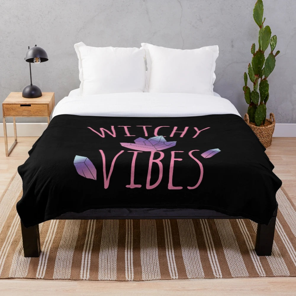 Soft and cozy plush blanket with witchy vibes for a boho, spiritual home