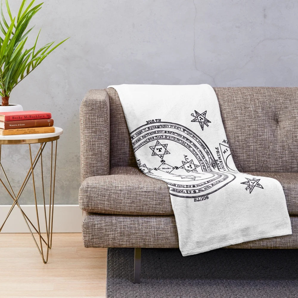 Solomon Circle Goetia inspired black and white plush blanket