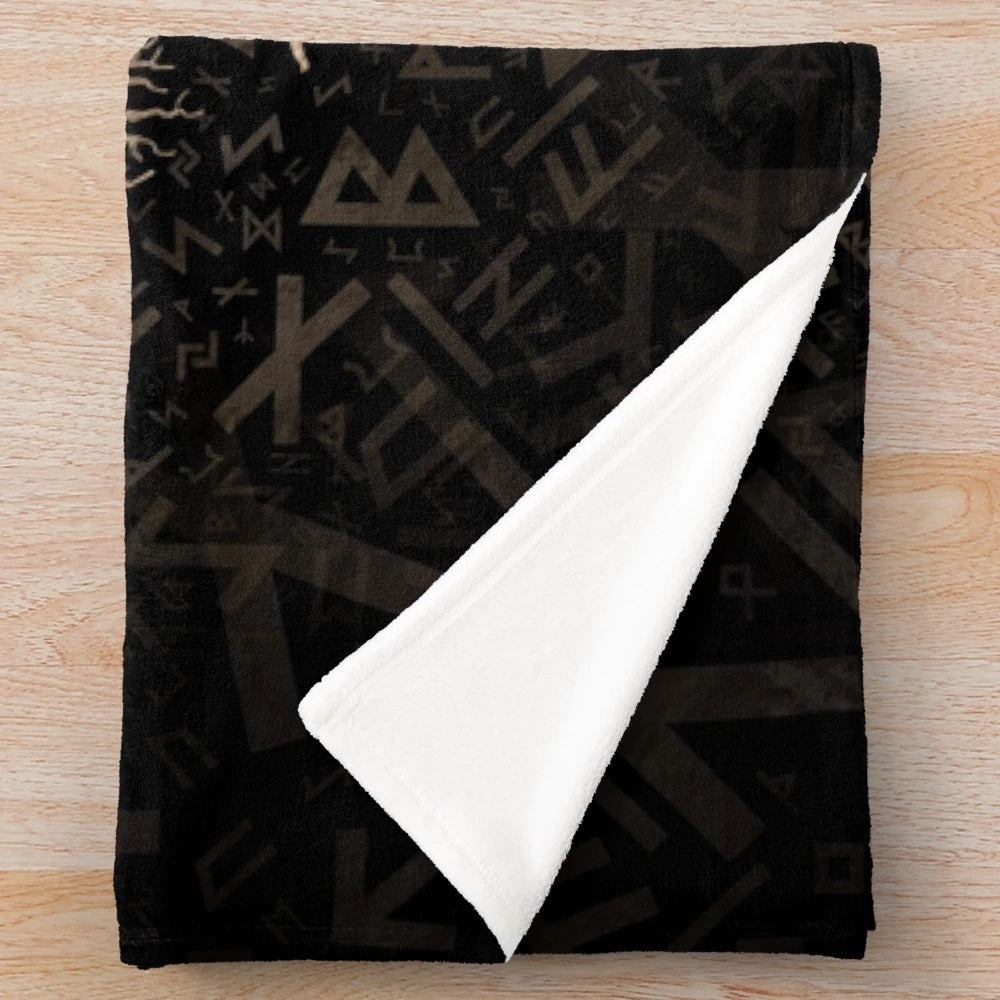 Tree of life with triquetra on futhark pattern plush blanket