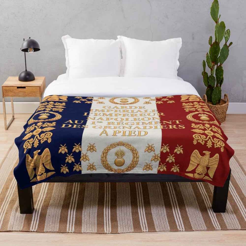 Plush blanket with Napoleonic French Imperial Guard flag design