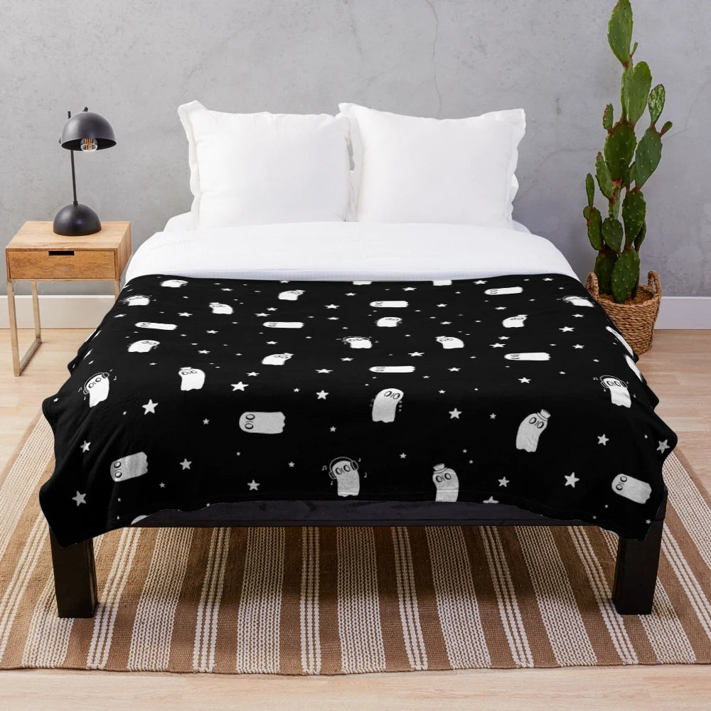 Napstablook pattern plush blanket featuring a ghostly design for Undertale enthusiasts