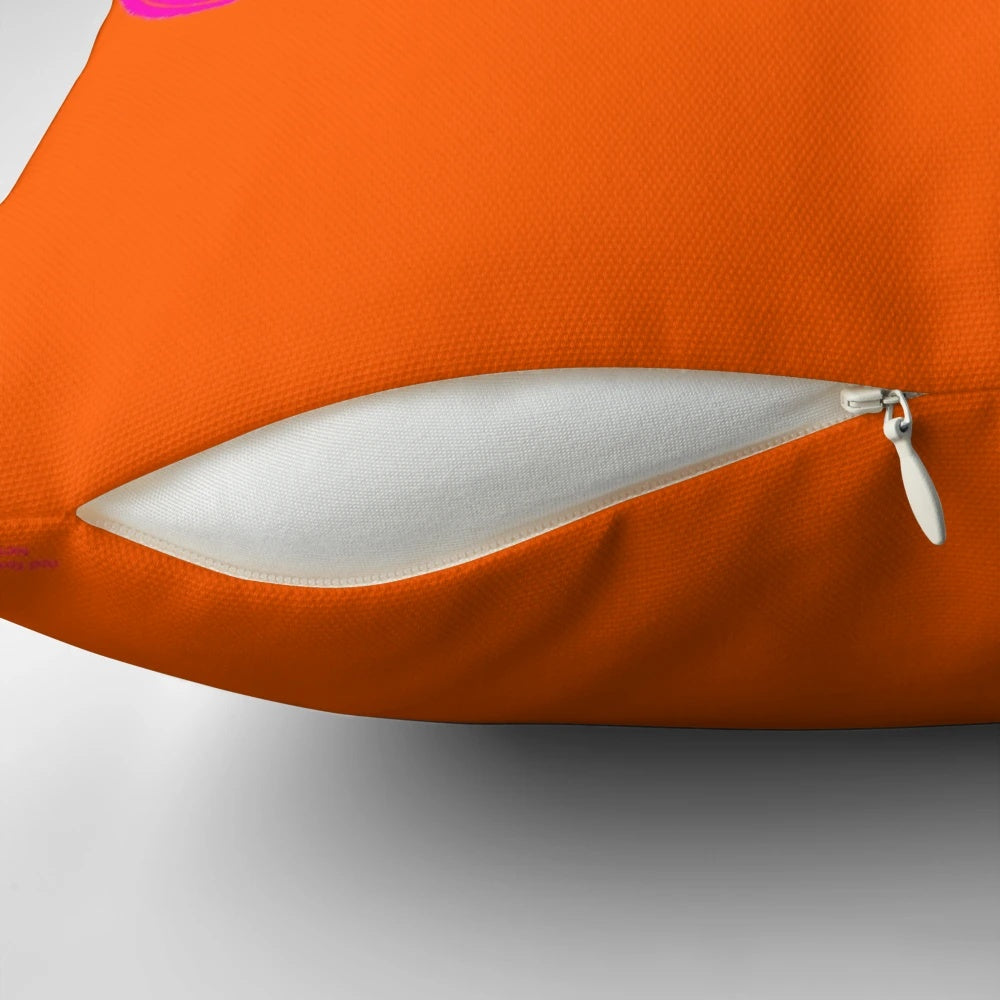 Neon orange and pink horse themed pillow with snaffle bit design