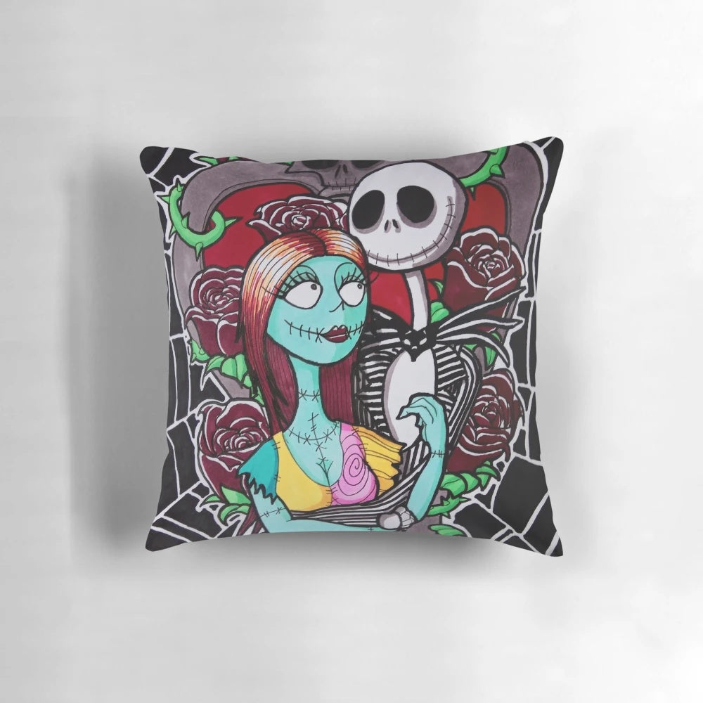 Nightmare Before Christmas Jack and Sally Decorative Pillow for Halloween and Holiday Decor