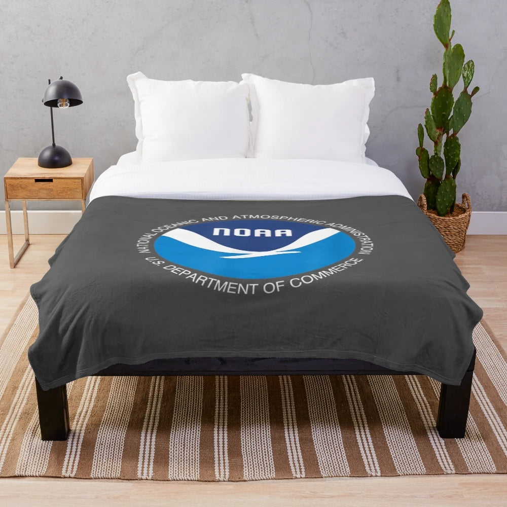 NOAA-Inspired Plush Blanket with Weather and Climate Graphics