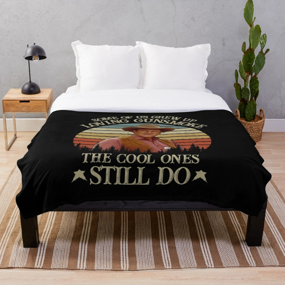 Cozy plush blanket featuring a nostalgic Gunsmoke TV show design