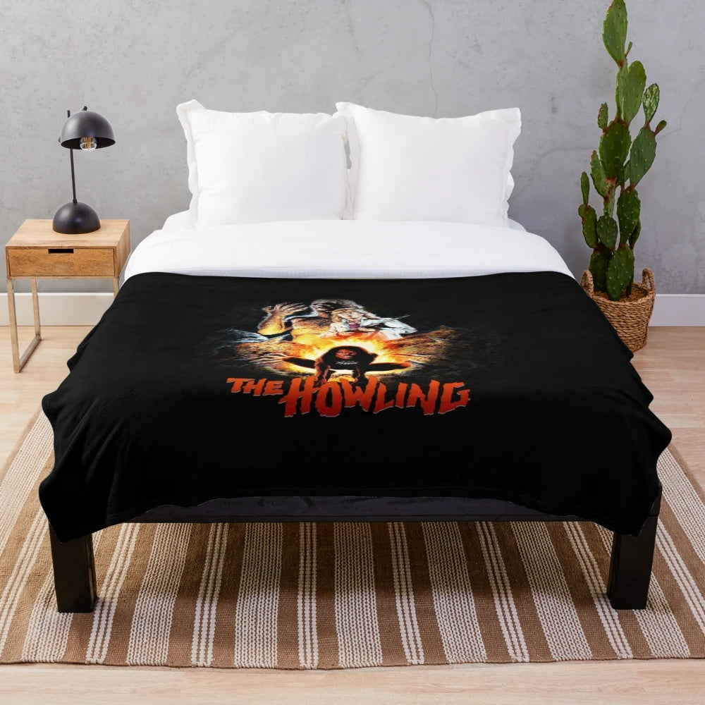 Plush blanket featuring classic werewolf horror movie design