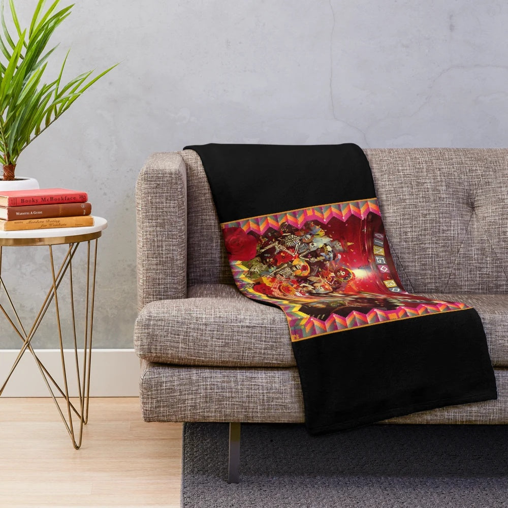 Oingo Boingo Inspired Plush Blanket with 1970s Retro Design