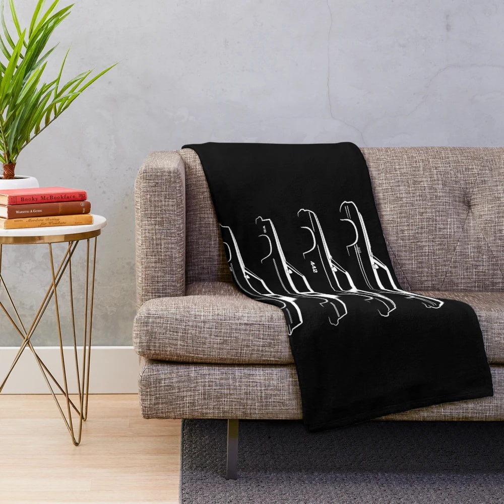 Oldsmobile 442 inspired plush blanket for muscle car enthusiasts