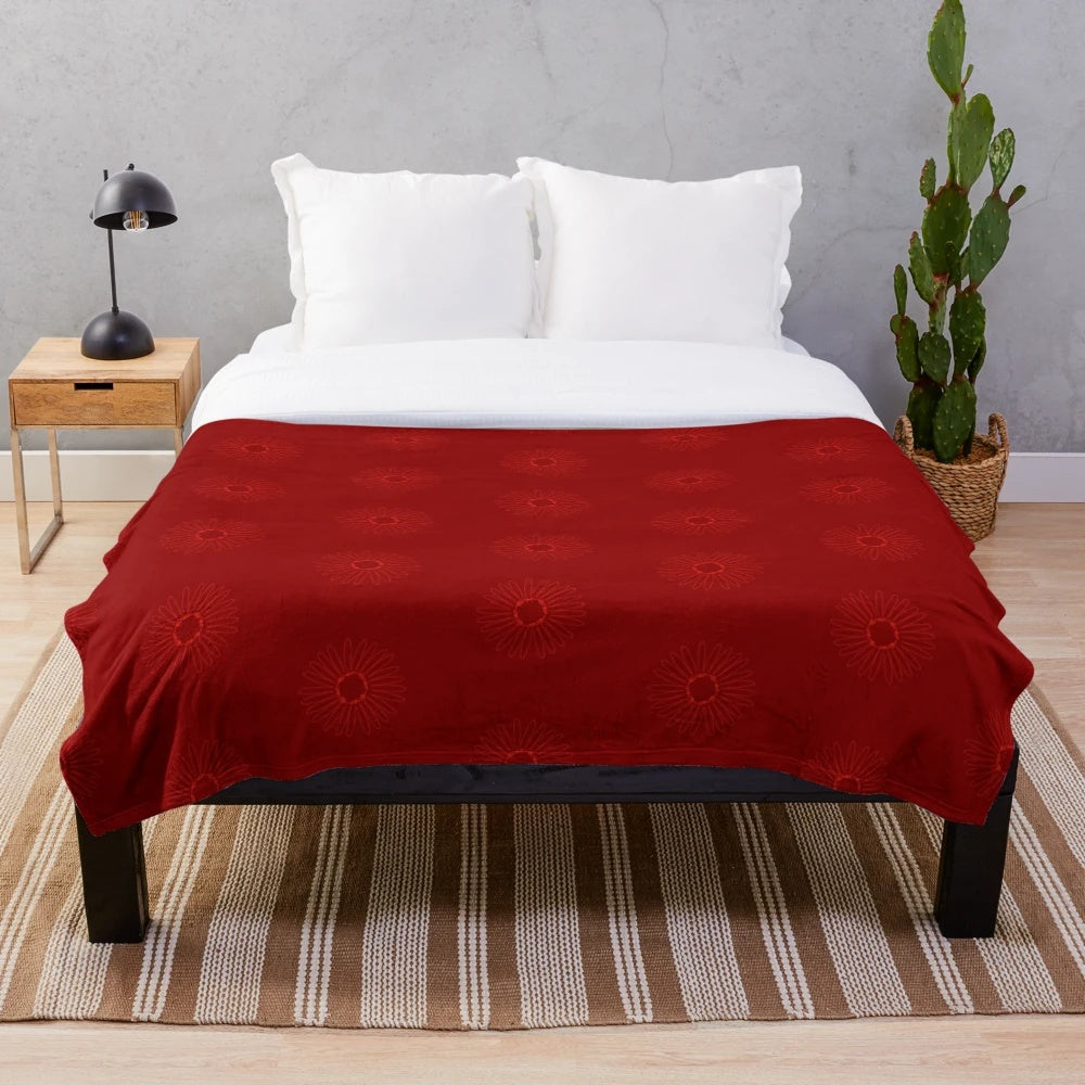 Ornamental pattern red plush blanket