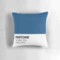Pantone classic blue minimalist pillow with pink letters and numbers