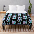 Pastel holographic cat plush blanket inspired by the video game "The Stray
