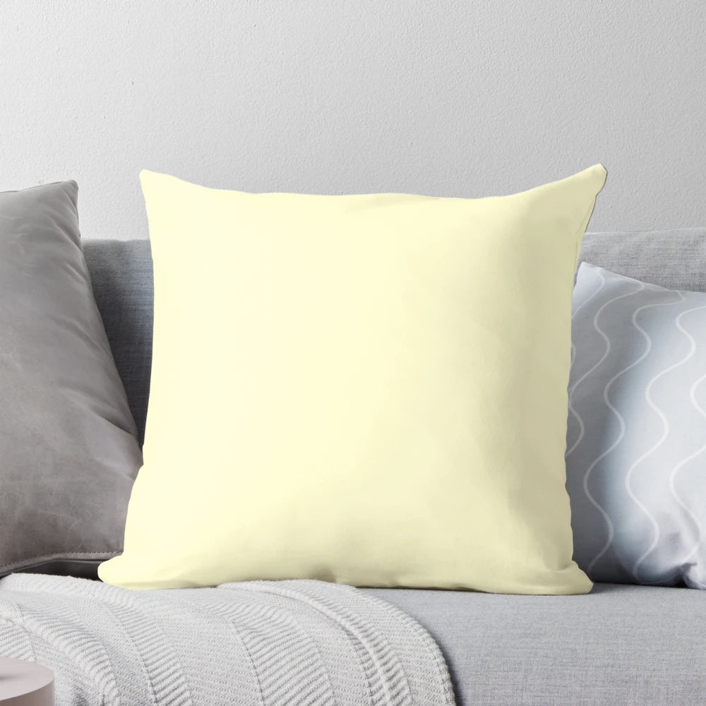 Pastel lemon yellow soft pillow with a solid color design