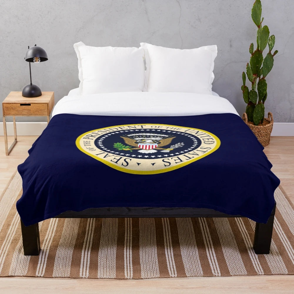 Plush blanket featuring the official seal of the President of the United States