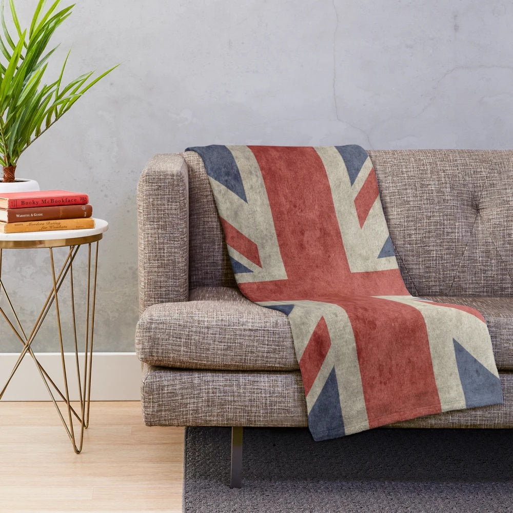 Union Jack inspired plush bedspread blanket