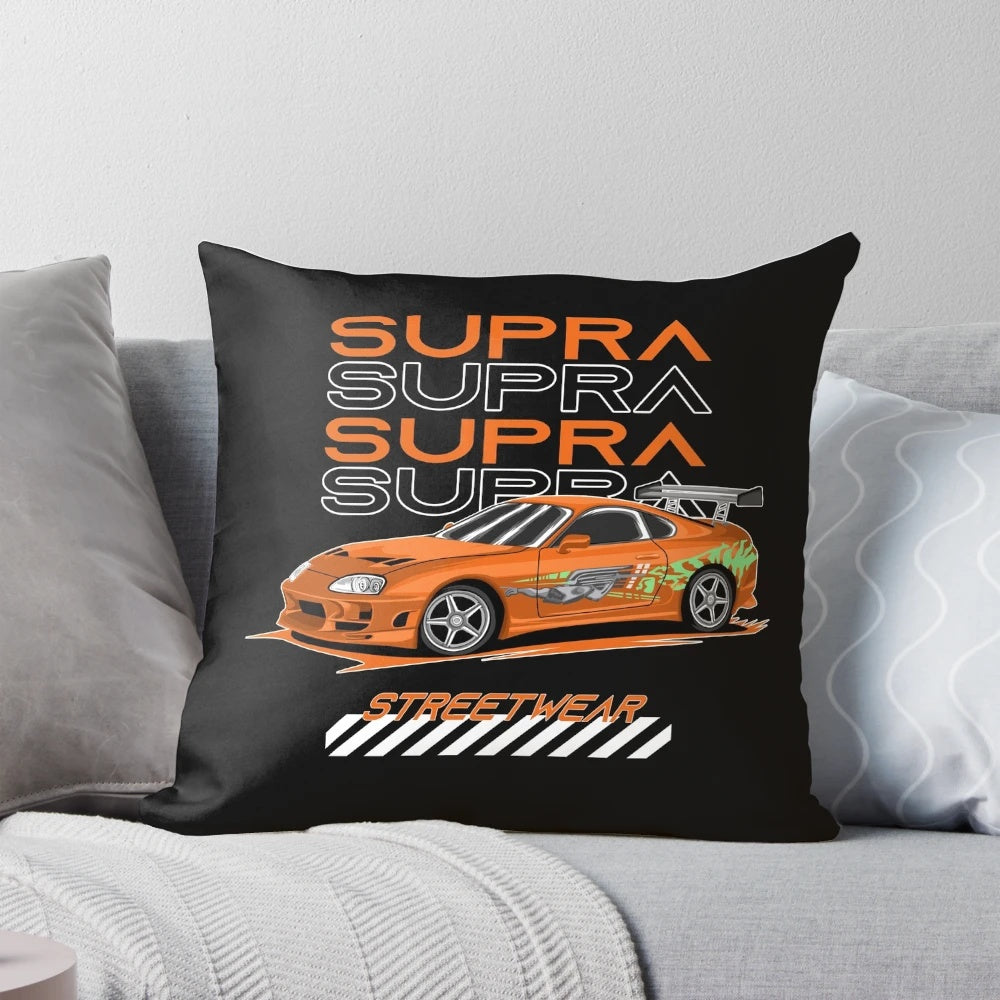 Supra Orange Throw Pillow with Paul Walker Inspired Design