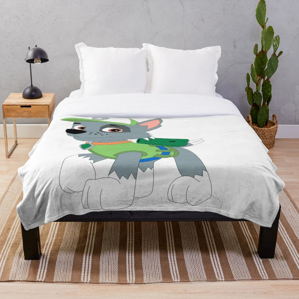 Rocky the pup from Paw Patrol plush blanket